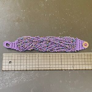 Purple Beaded Crochet Bracelet